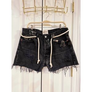 Embellished Levi Strauss Black Denim Shorts